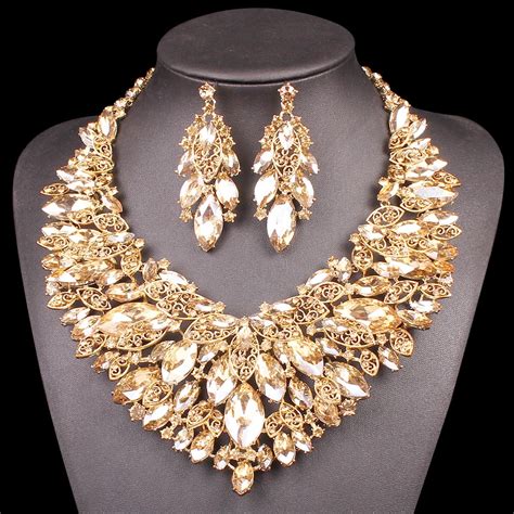 prom earrings and necklace set|gold necklace for prom dresses.